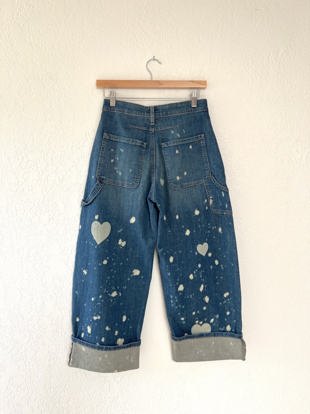 Pilcro Dark Blue Wide-Leg Jeans with White Paint Splatter - Picture 9 of 9